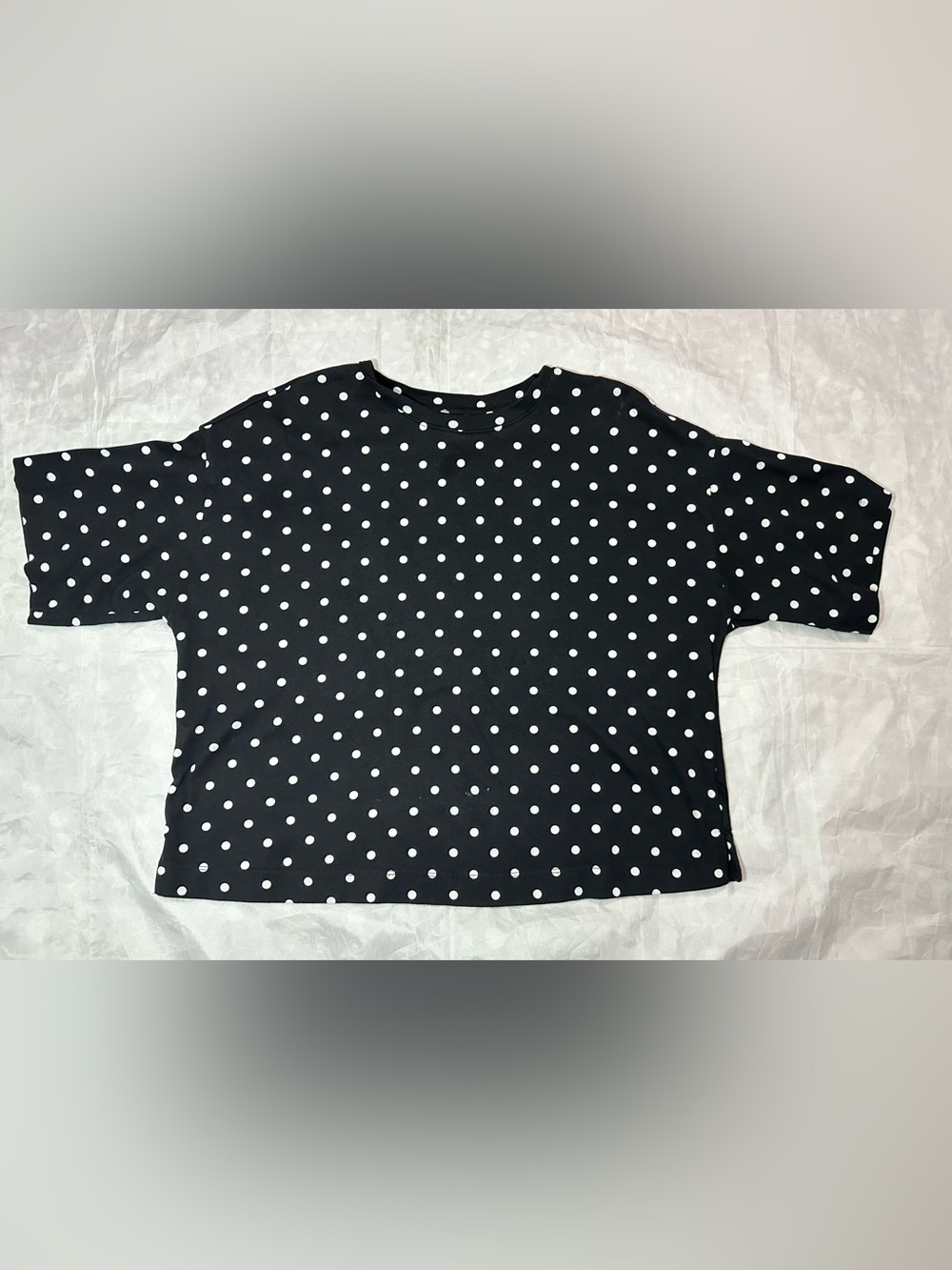 LOFT Black Short Sleeve Polka Dot Tee